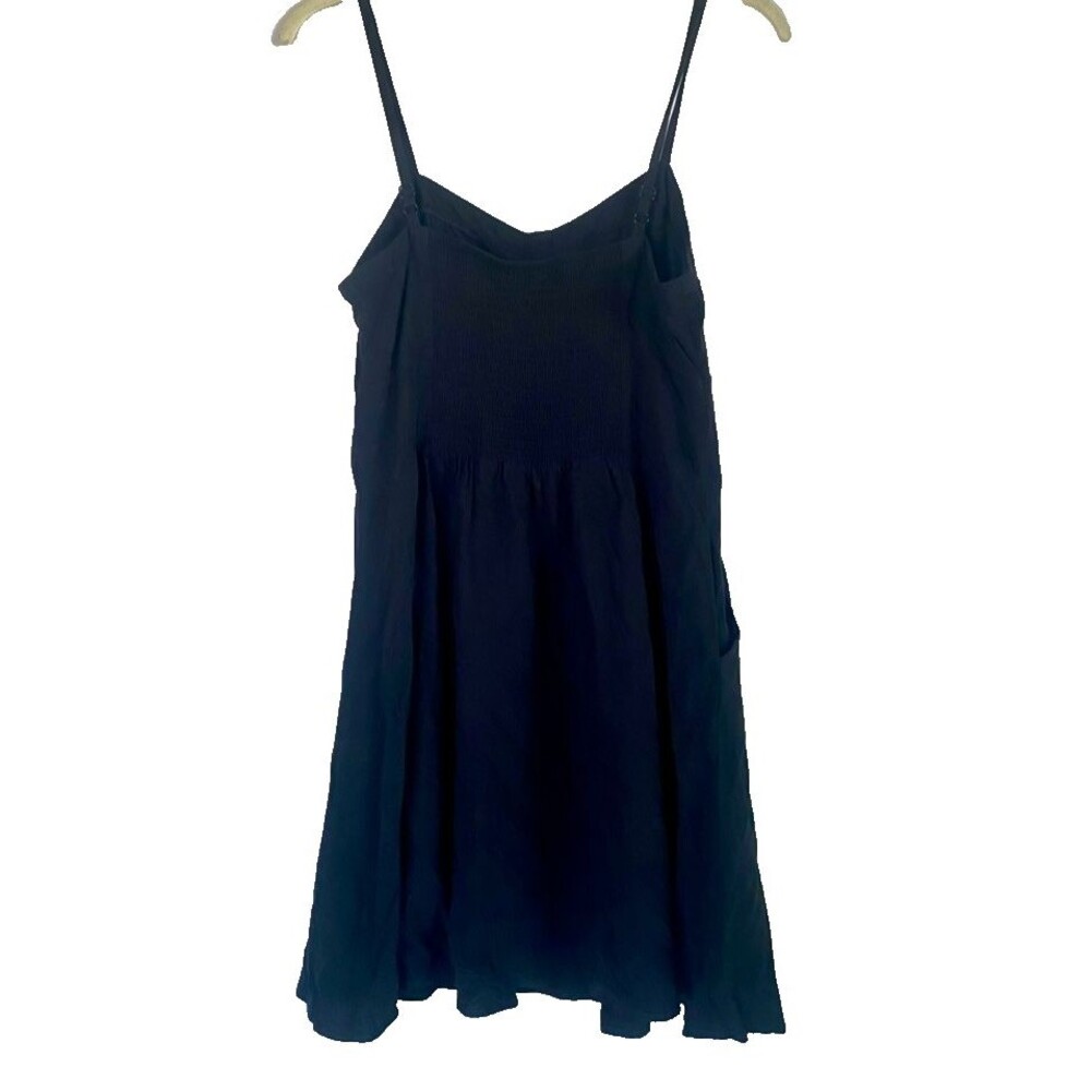 Express Women's Black Rayon Spaghetti Strap Tank Mini Dress Elastic Back -Size M - Picture 4 of 11
